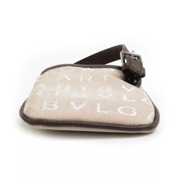 Auth BVLGARI Charm Greige/White/Brown Canvas/Leather/Silvertone - e59982a - Picture 4 of 8